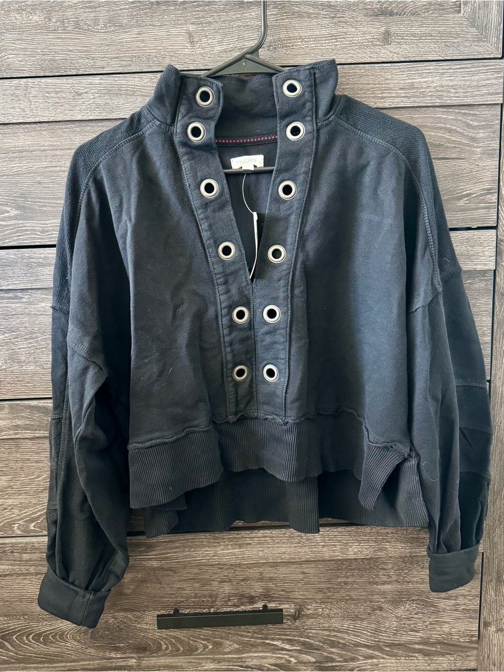 Anthropologie Black Grommet Sweatshirt NWT